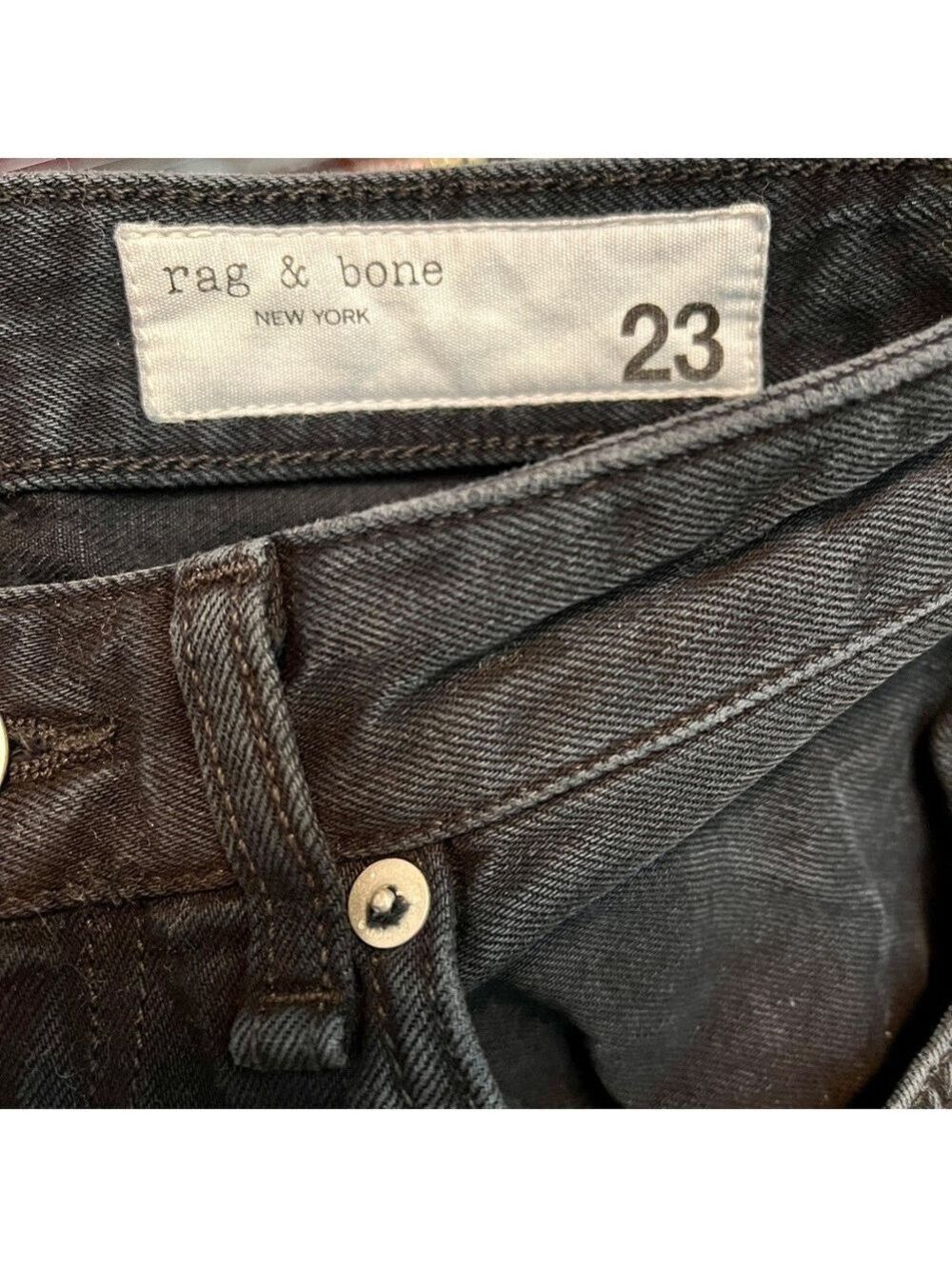 Rag & Bone Flexi Sofie High Waist Ankle Wide Leg Jean Black Bird size 23 - Picture 5 of 6